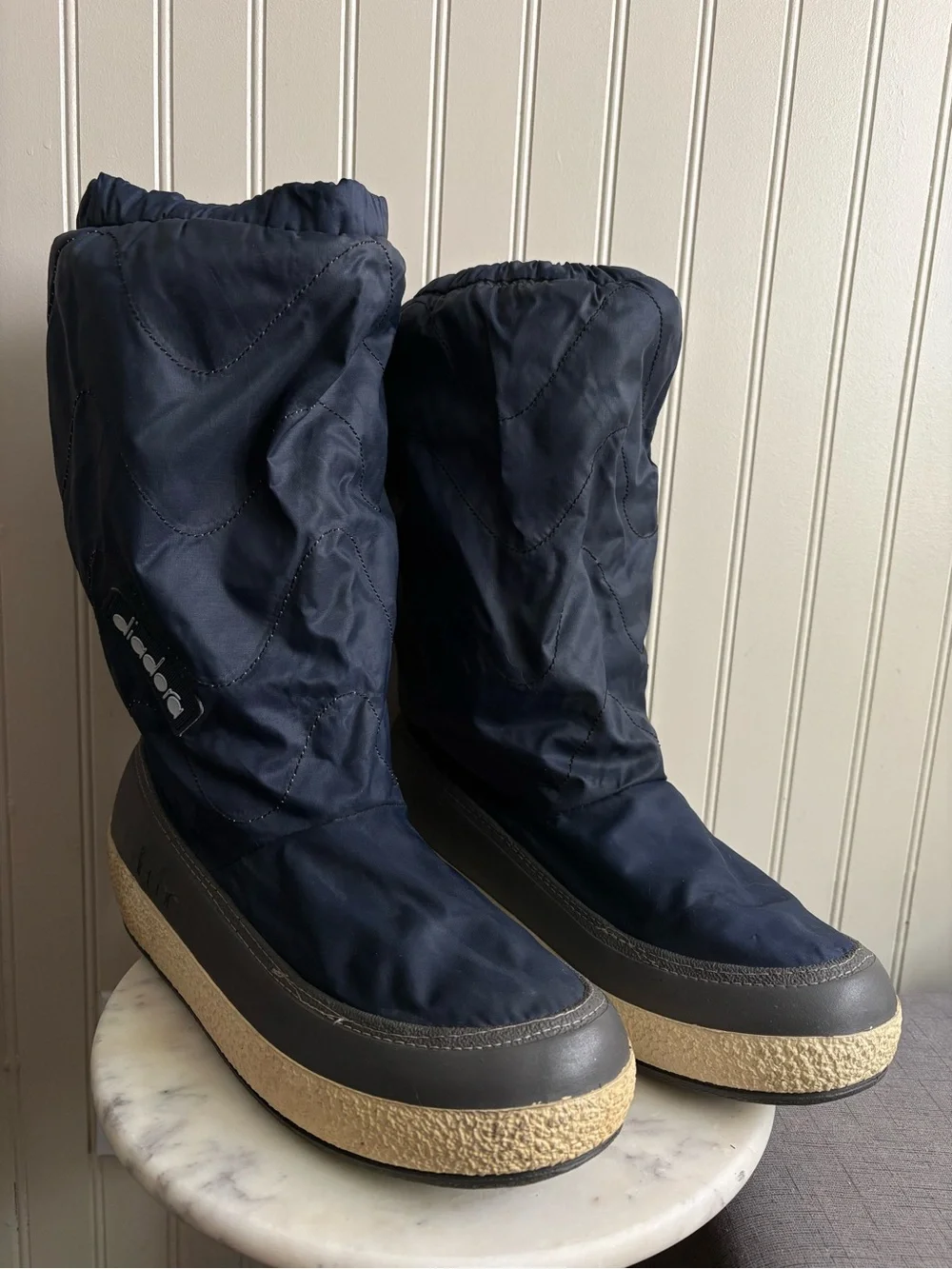 Vintage Diadora Quilted Lined Snow/Moon Boots Mens 12.5 Navy Blue VTG 80s Italy